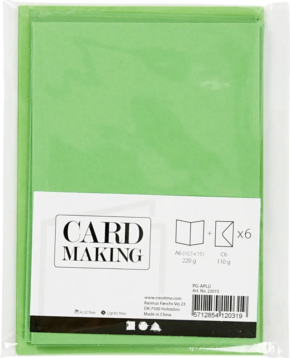 Creativ Company Kaarten & Enveloppen 10,5x15cm Groen - 6 Stuks