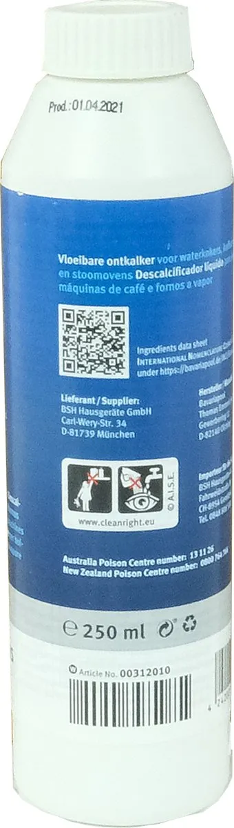 Bosch Vloeibare Ontkalker 00312010 - Espresso 1 Stuk