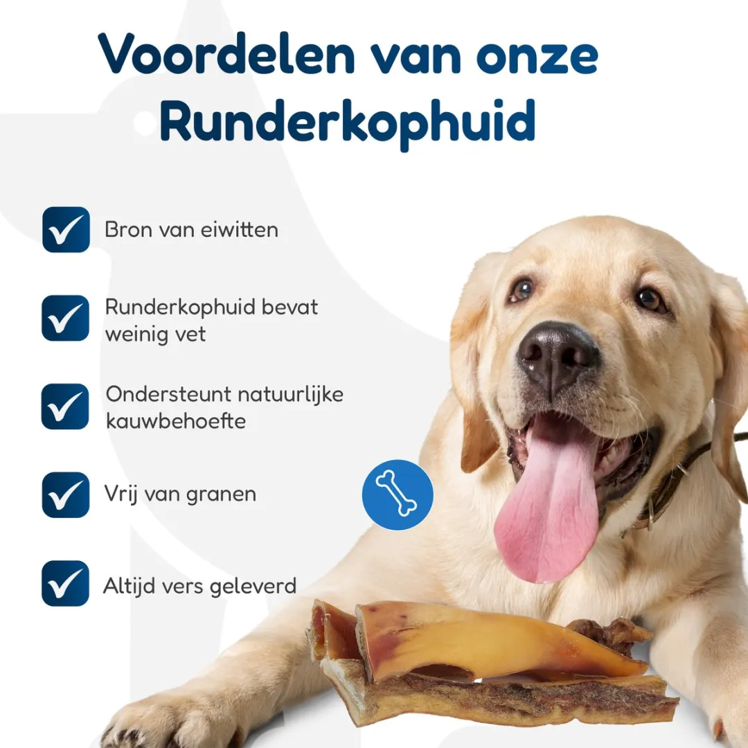 Topdiervoeding Runderkophuid 15cm Hondensnacks - Vers Gedroogd 1kg