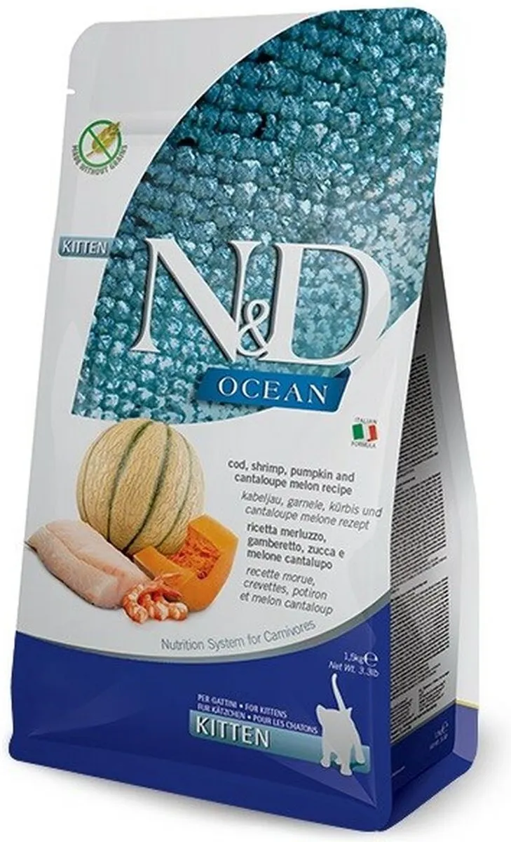 Farmina N&D Ocean - Kattenvoer - Kabeljauw & Pompoen - Graanvrij - 1,5 kg