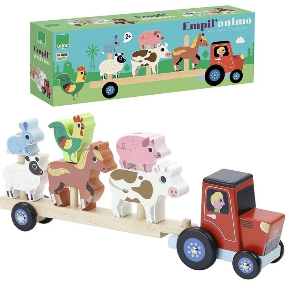 Vilac Houten Stapeldieren Tractor - VI7602 - Multicolor
