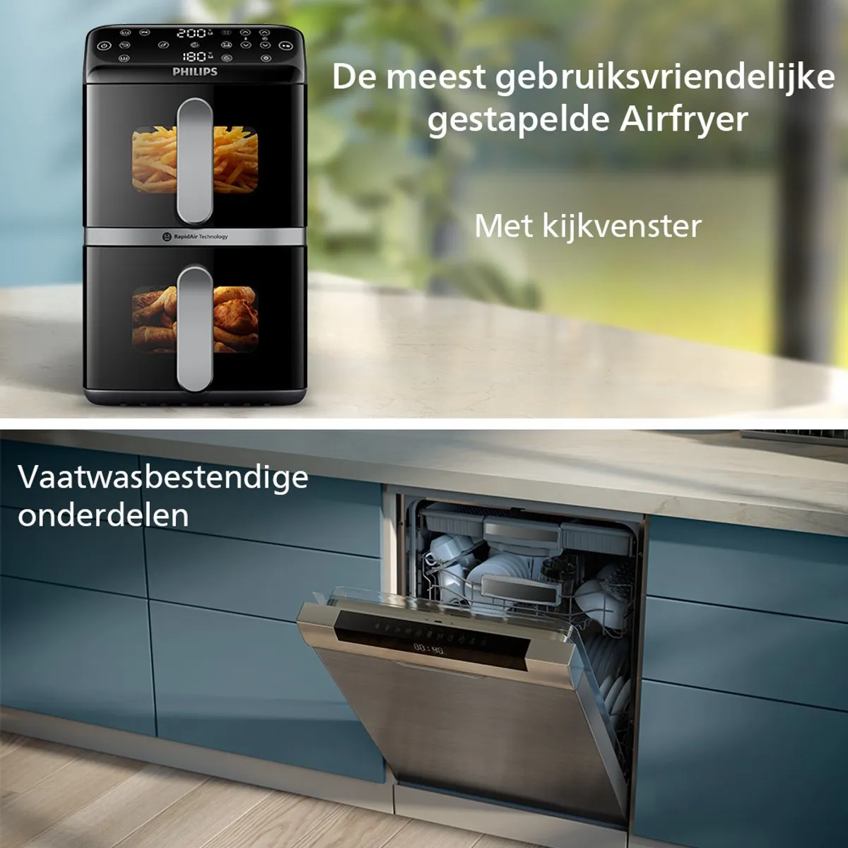 Philips 4000 Series NA461/00 Dual-Stack Airfryer 10L - Zwart
