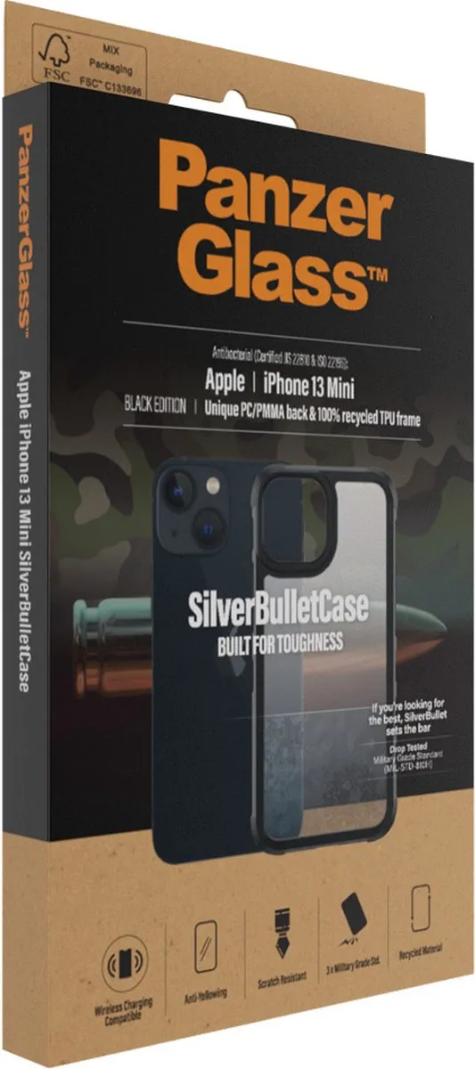 PanzerGlass SilverBullet Hoesje iPhone 13 Mini 0318 - Zwart