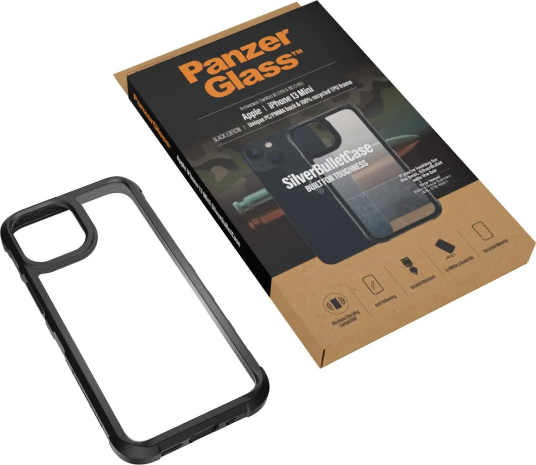 PanzerGlass SilverBullet Hoesje iPhone 13 Mini 0318 - Zwart