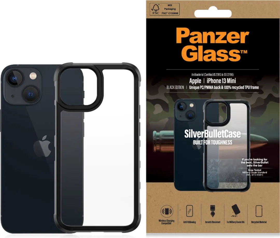 PanzerGlass SilverBullet Hoesje iPhone 13 Mini 0318 - Zwart