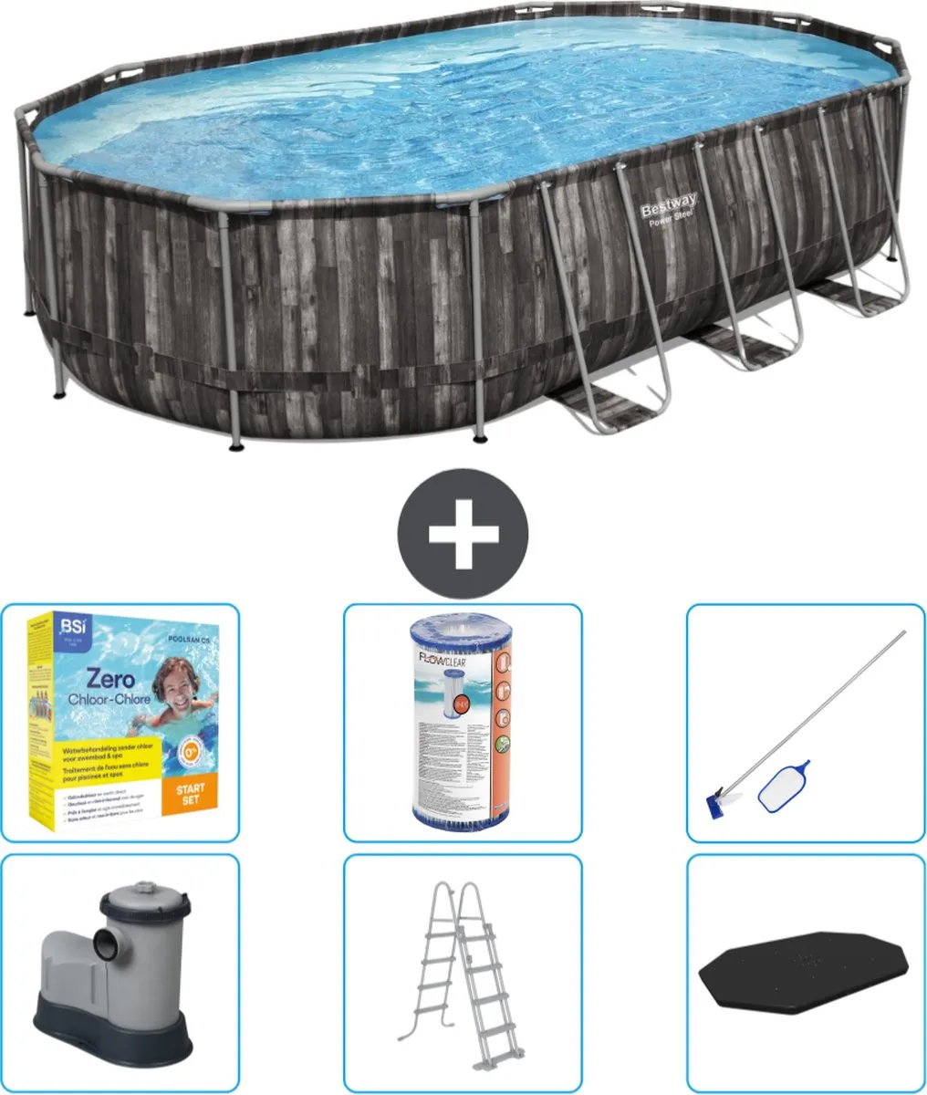 Bestway Power Steel Ovaal Zwembad 610x366x122cm