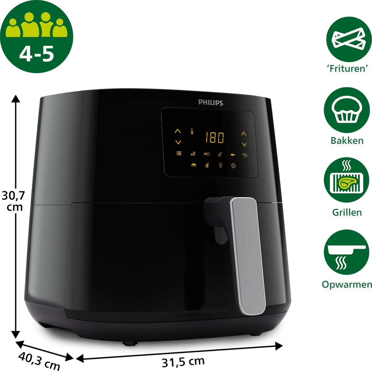 Philips Airfryer Essential 3000 HD9270/70 - 6,2L - Zwart/Grijs