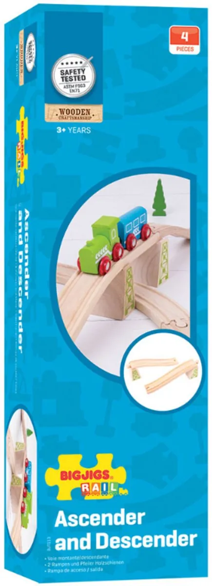 BIGJIGS Ascender & Descender Track 2-delig - Houten Treinbanen - Multi