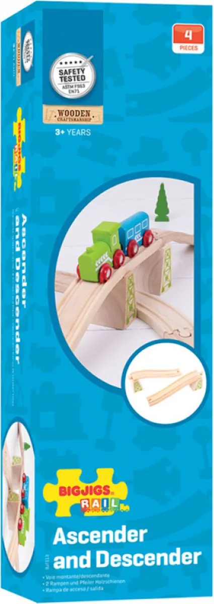 BIGJIGS Ascender & Descender Track 2-delig - Houten Treinbanen - Multi