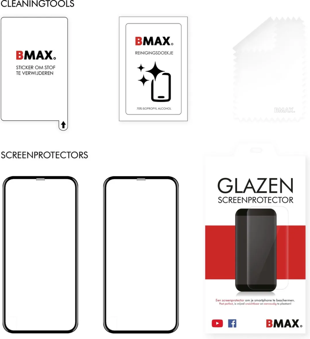 2-pack BMAX geschikt voor de Apple iPhone 11 Screenprotector Full Cover Glas | Dekt het volledige scherm! | Beschermglas | Tempered Glass