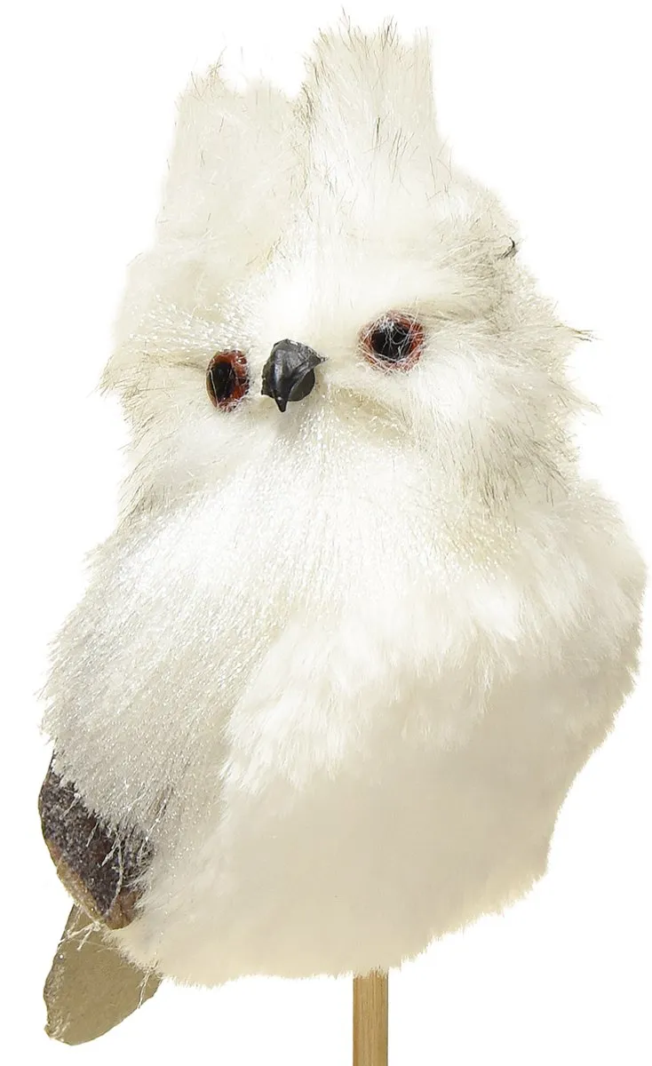 Kaemingk Uil op de stok - Wit 9cm L48cm