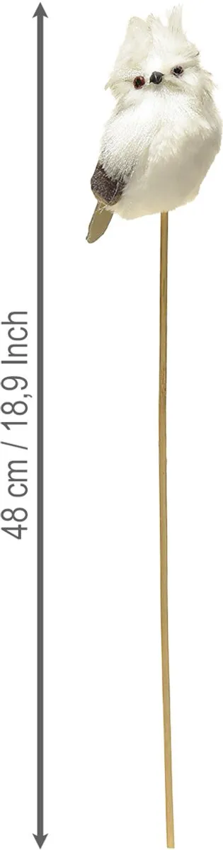 Kaemingk Uil op de stok - Wit 9cm L48cm