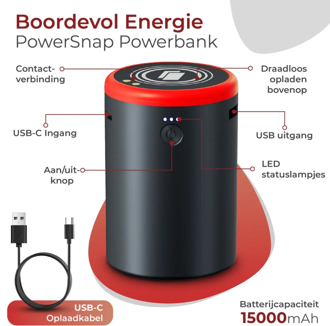 Caliber Draadloze ventilator - Kantelbaar en Draaibaar - Fluistertil en krachtig - 2 Standen - Inclusief LED Lamp - 15.000 mAh Accu meegeleverd (CPS-FAN-P)