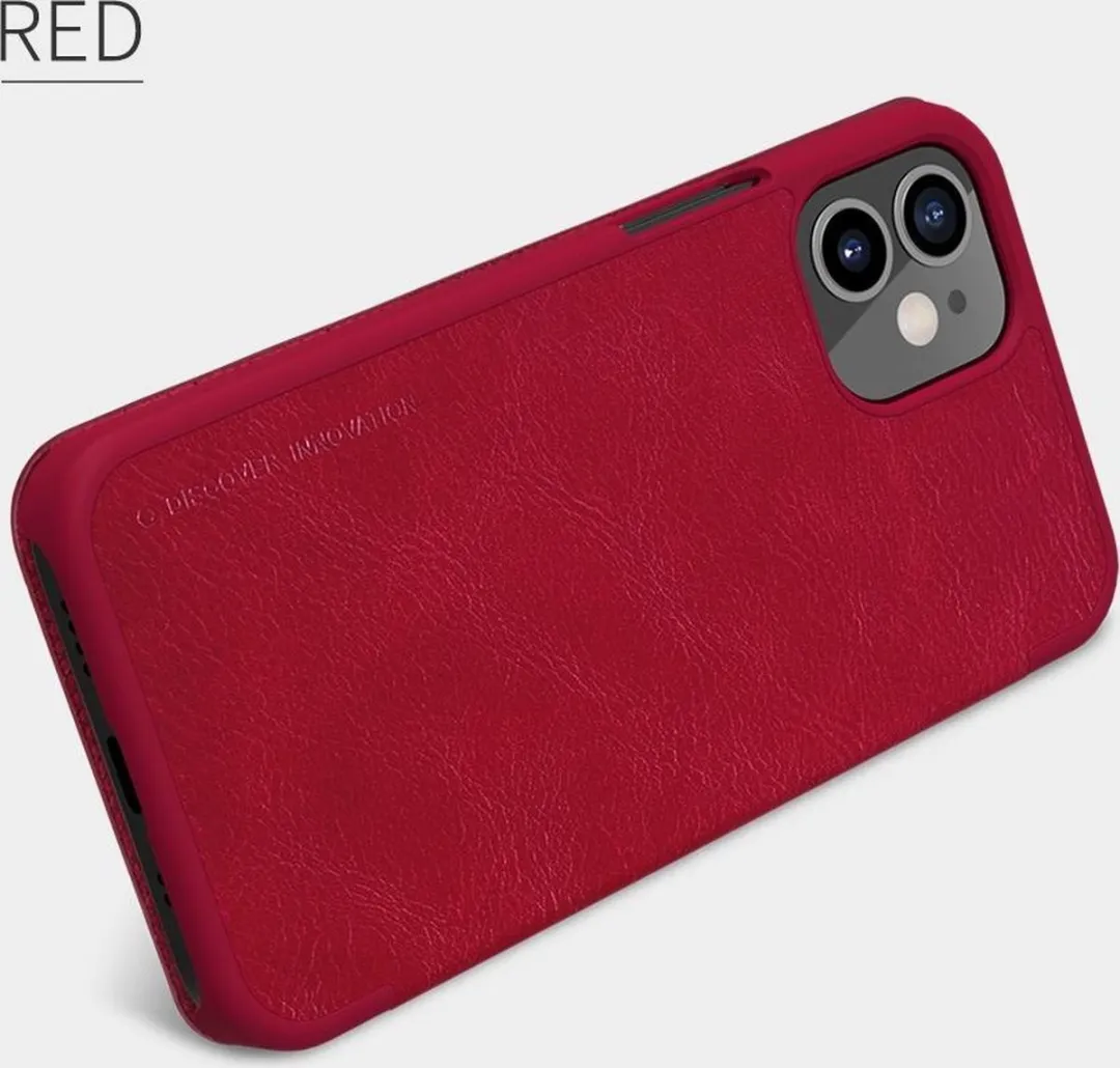 Nillkin Qin Leather Hoesje iPhone 12 Mini - Rood - 2 Pasjes