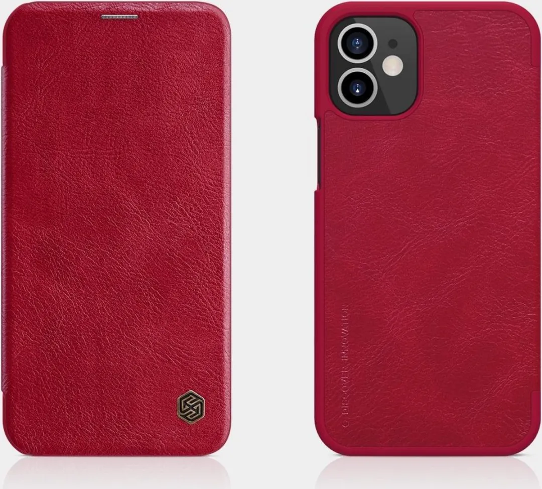 Nillkin Qin Leather Hoesje iPhone 12 Mini - Rood - 2 Pasjes
