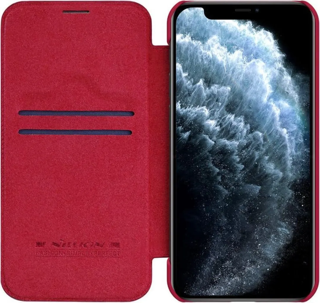 Nillkin Qin Leather Hoesje iPhone 12 Mini - Rood - 2 Pasjes