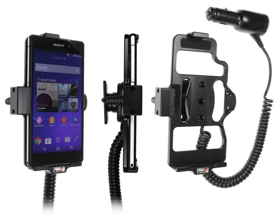 Brodit 512635 Actieve Houder met Autolader - Sony Xperia Z2 - Zwart