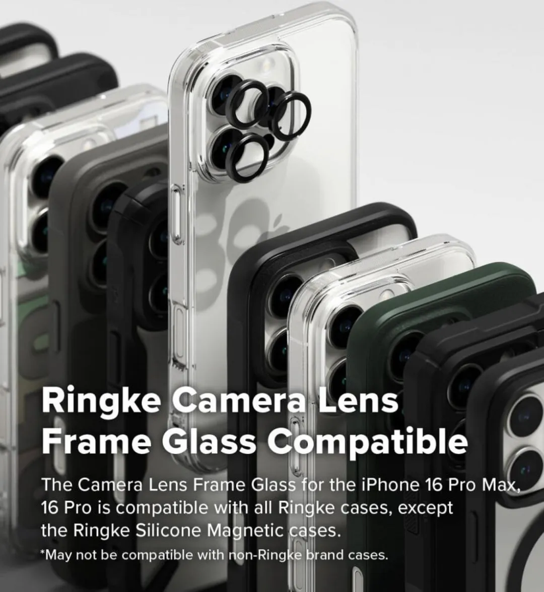 Ringke Frame Glass Camera Protector iPhone 16 Pro/Pro Max - 2 Stuks - Zwart - afbeelding 6 van 6