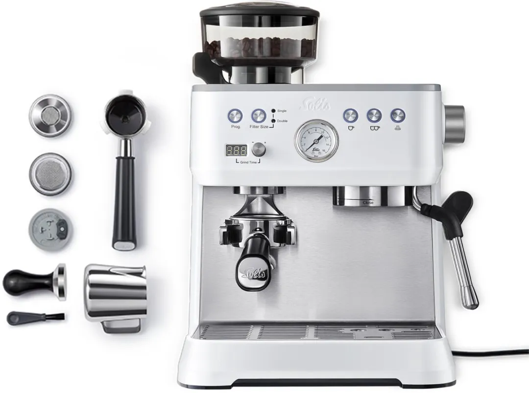 Solis Grind & Infuse Perfetta Espressomachine - Wit - 2 Kopjes