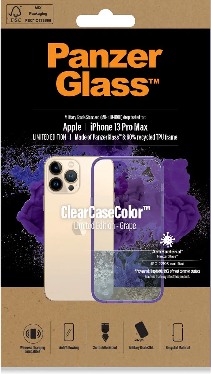 PanzerGlass ClearCaseColor iPhone 13 Pro Max PZ-0342 - Paars