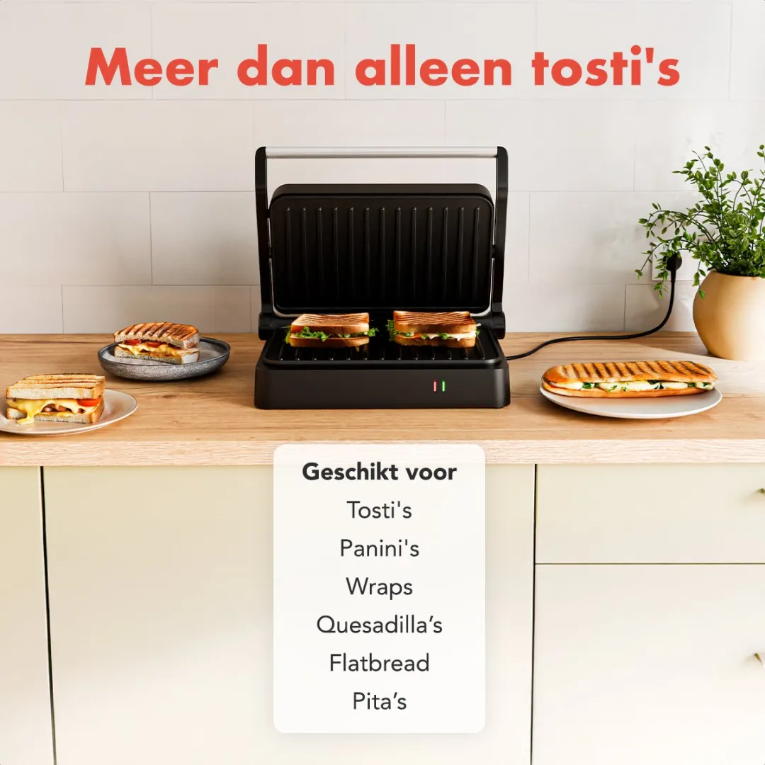 KitchenBrothers KB1004177 Contactgrill 1200W - 2 Platen - Zwart