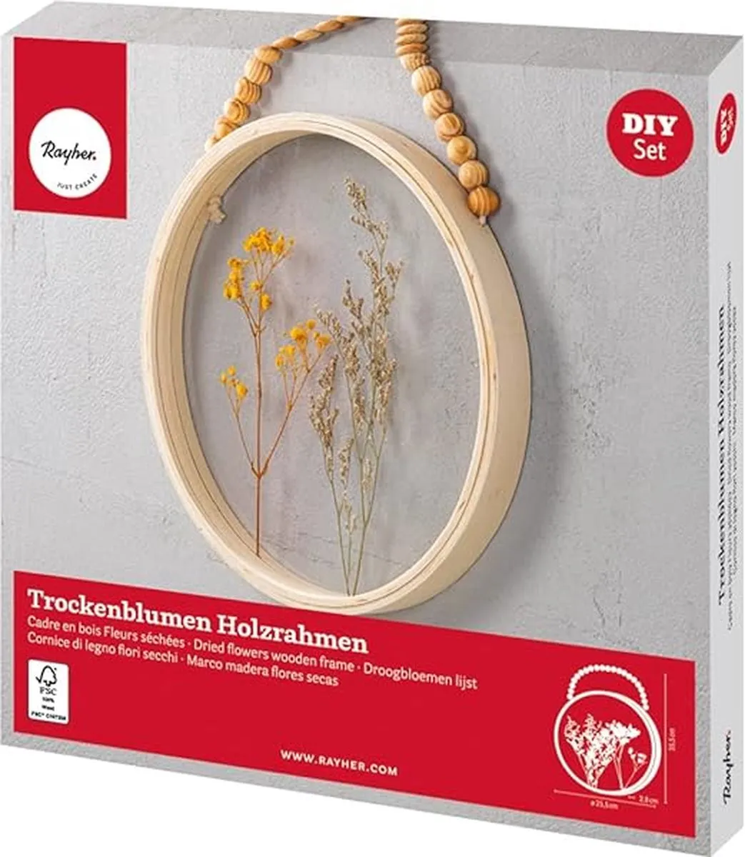 RAYHER Houten Kader met Gedroogde Bloemen