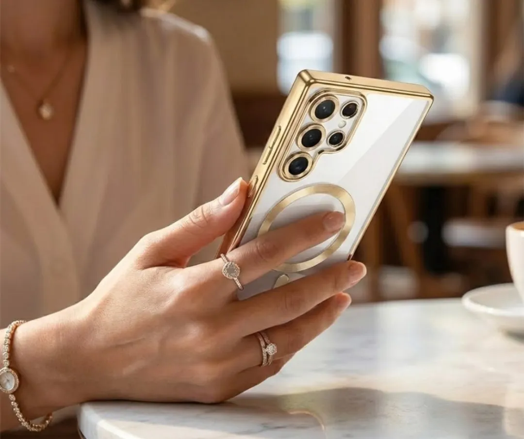 NUVEX Transparant Goudkleurig Hoesje Samsung S24 Ultra MagSafe