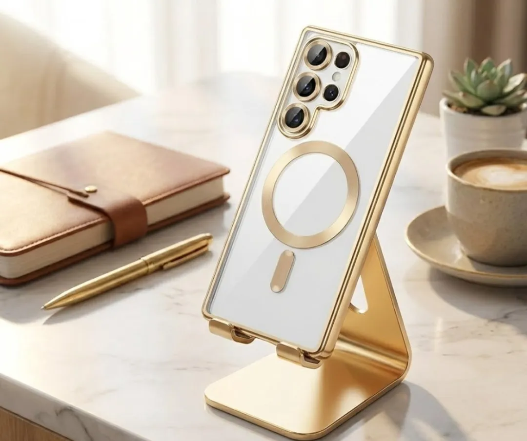 NUVEX Transparant Goudkleurig Hoesje Samsung S24 Ultra MagSafe