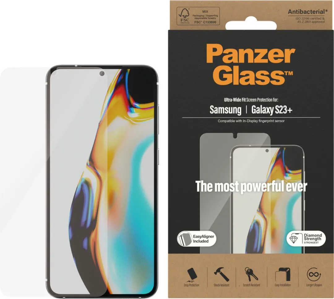 PanzerGlass Ultra-Wide Fit Screenprotector Samsung Galaxy S23 Plus