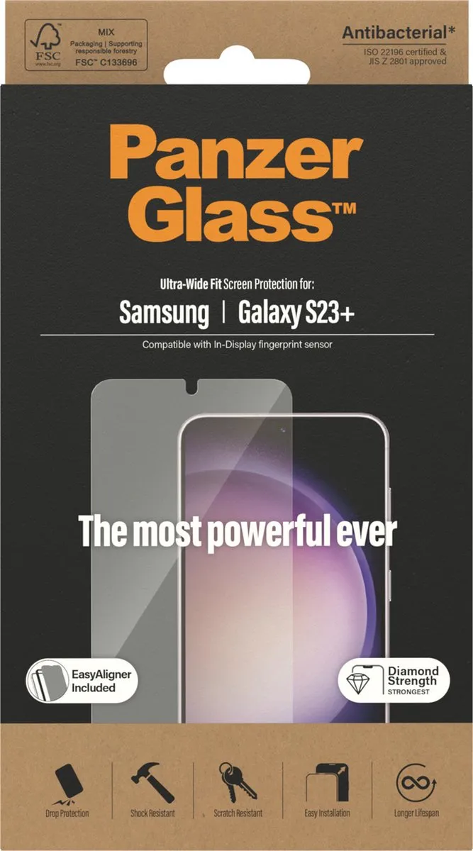 PanzerGlass Ultra-Wide Fit Screenprotector Samsung Galaxy S23 Plus