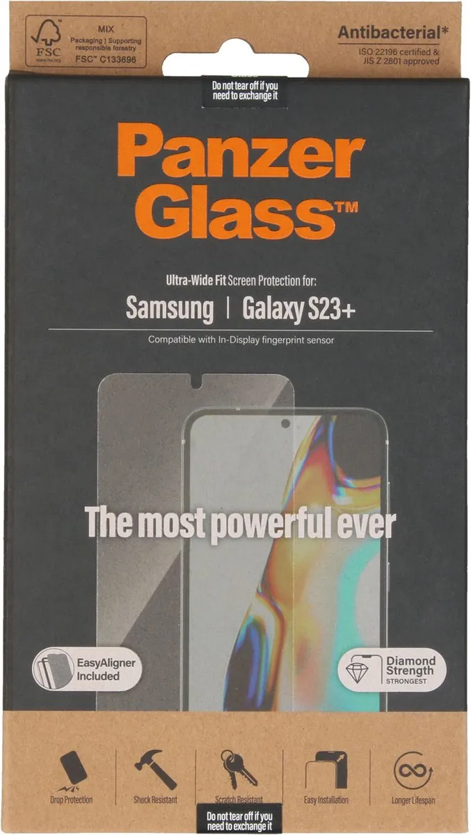 PanzerGlass Ultra-Wide Fit Screenprotector Samsung Galaxy S23 Plus