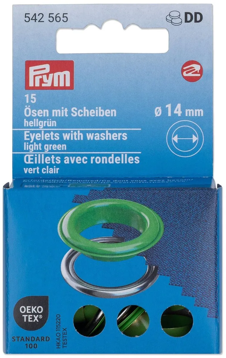 Prym Ringen met schijven 14mm Limoengroen - 15 Stuks