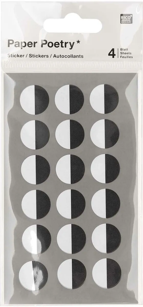 Rico Design Hobby Stickers 144 Stuks - D15mm - Zwart/Wit