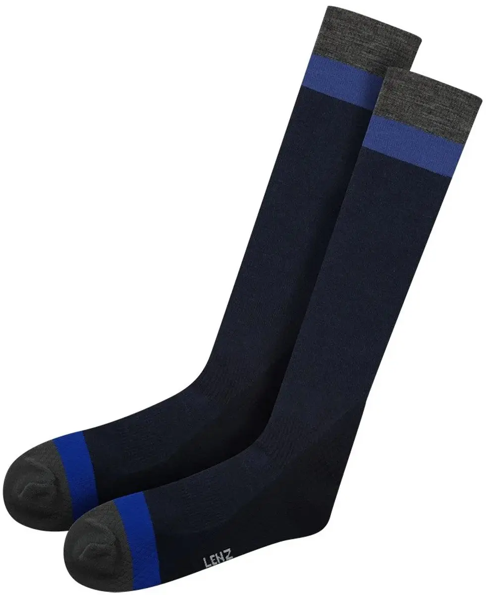 Lenz Merino Compression 1 Lange Sokken - Blauw - afbeelding 2 van 2
