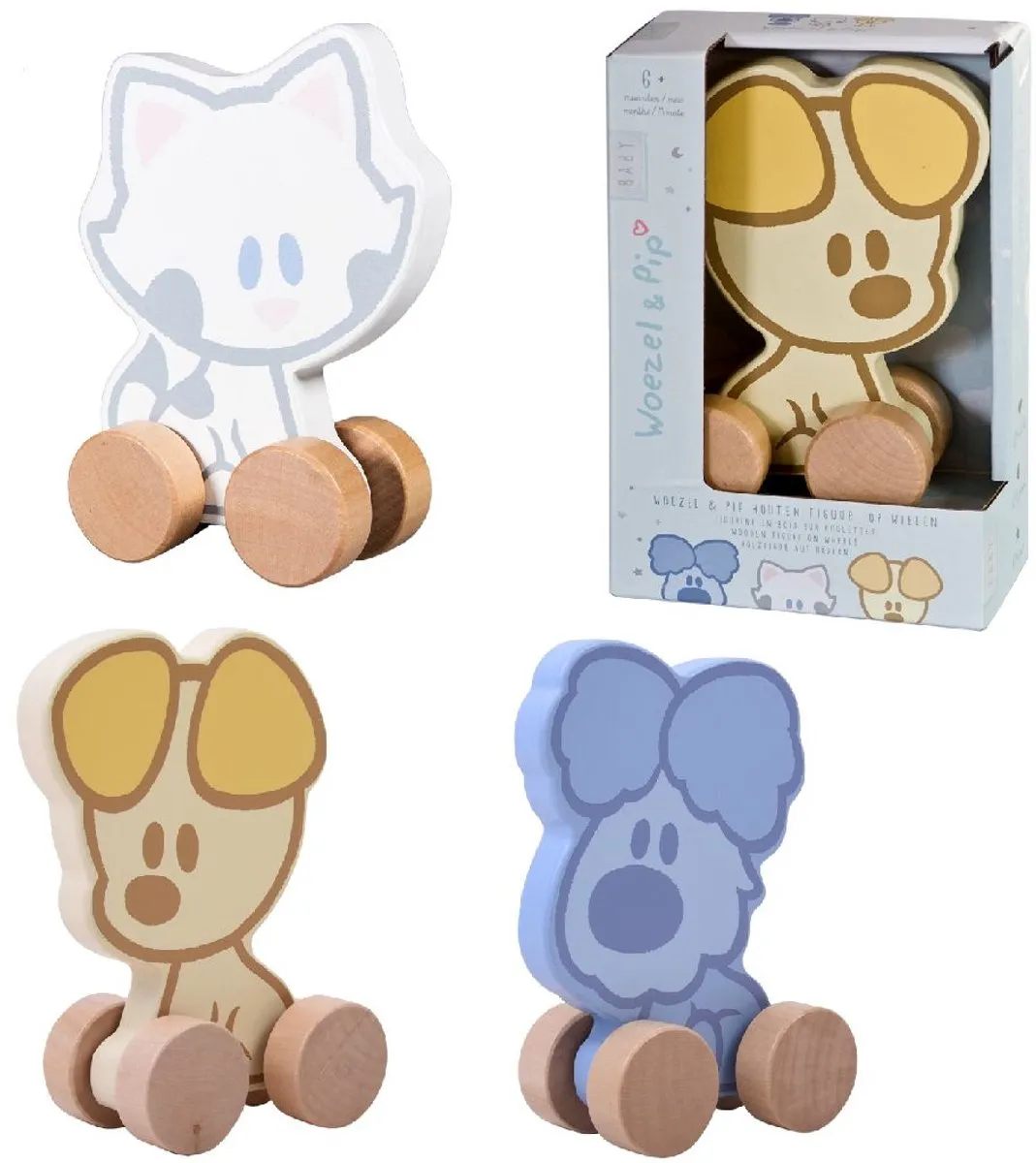 Rubo Toys Houten Trekfiguur Buurpoes 18cm