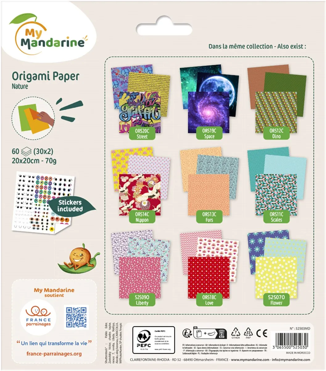 Clairefontaine Origami Papier Nature 60 Vel 70g 20x20cm - Meerkleurig