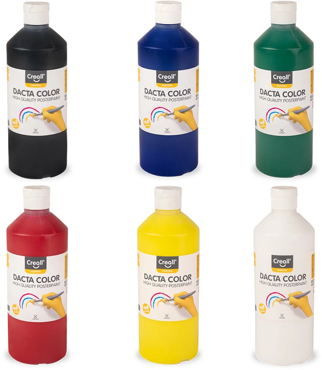 Creall Dactacolor Plakkaatverf - 6 Kleuren 500ml