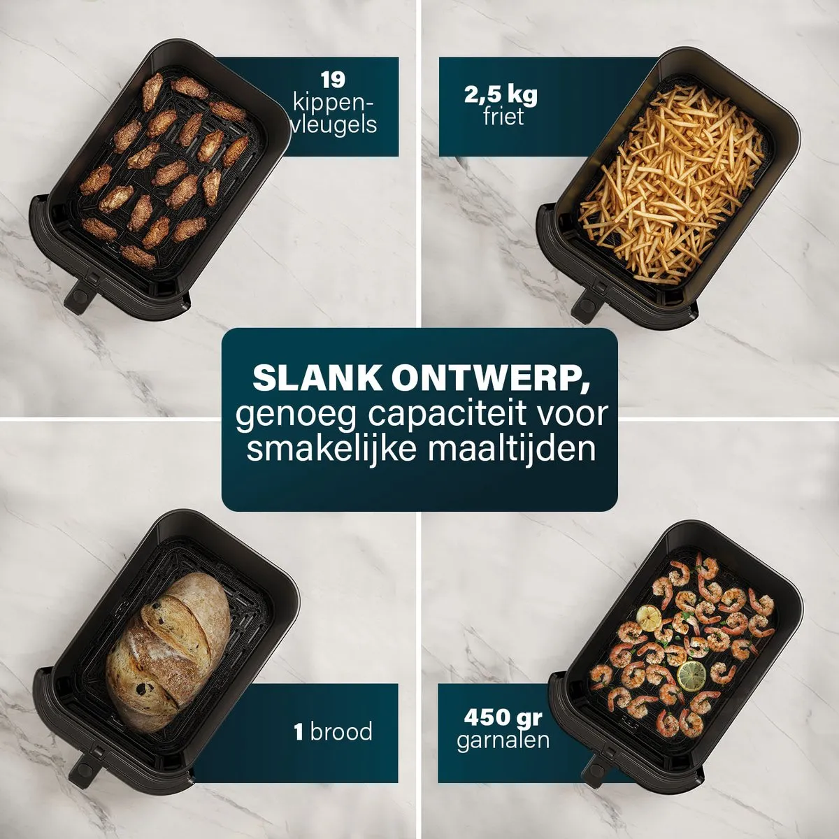 Princess 182476 SlimFry Airfryer 8L - 2000W - 8 Programma's - Zwart