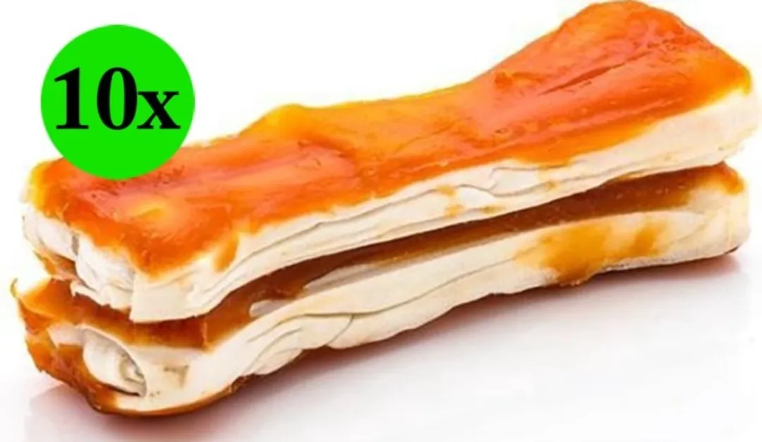 10x - DierOKÉ - runderhuid kauwbot hond met kip - dubbeldik bot rawhide chicken - Large 130gr - 15cm