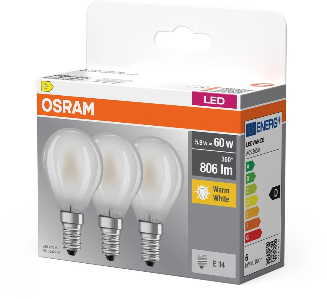 Osram Ster Filament Lamp E14 5.5W Warm Wit 3 Stuks
