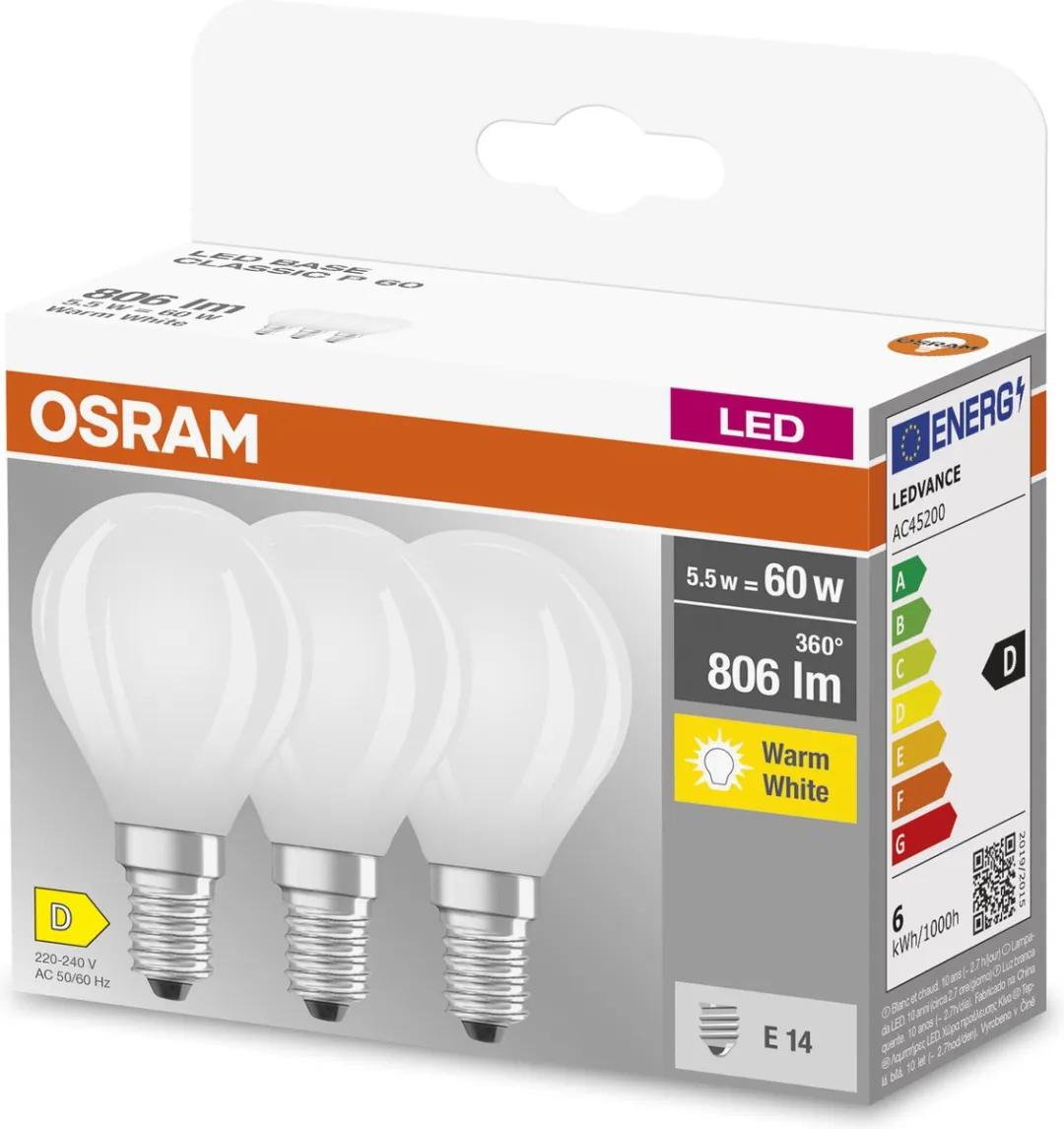 Osram Ster Filament Lamp E14 5.5W Warm Wit 3 Stuks