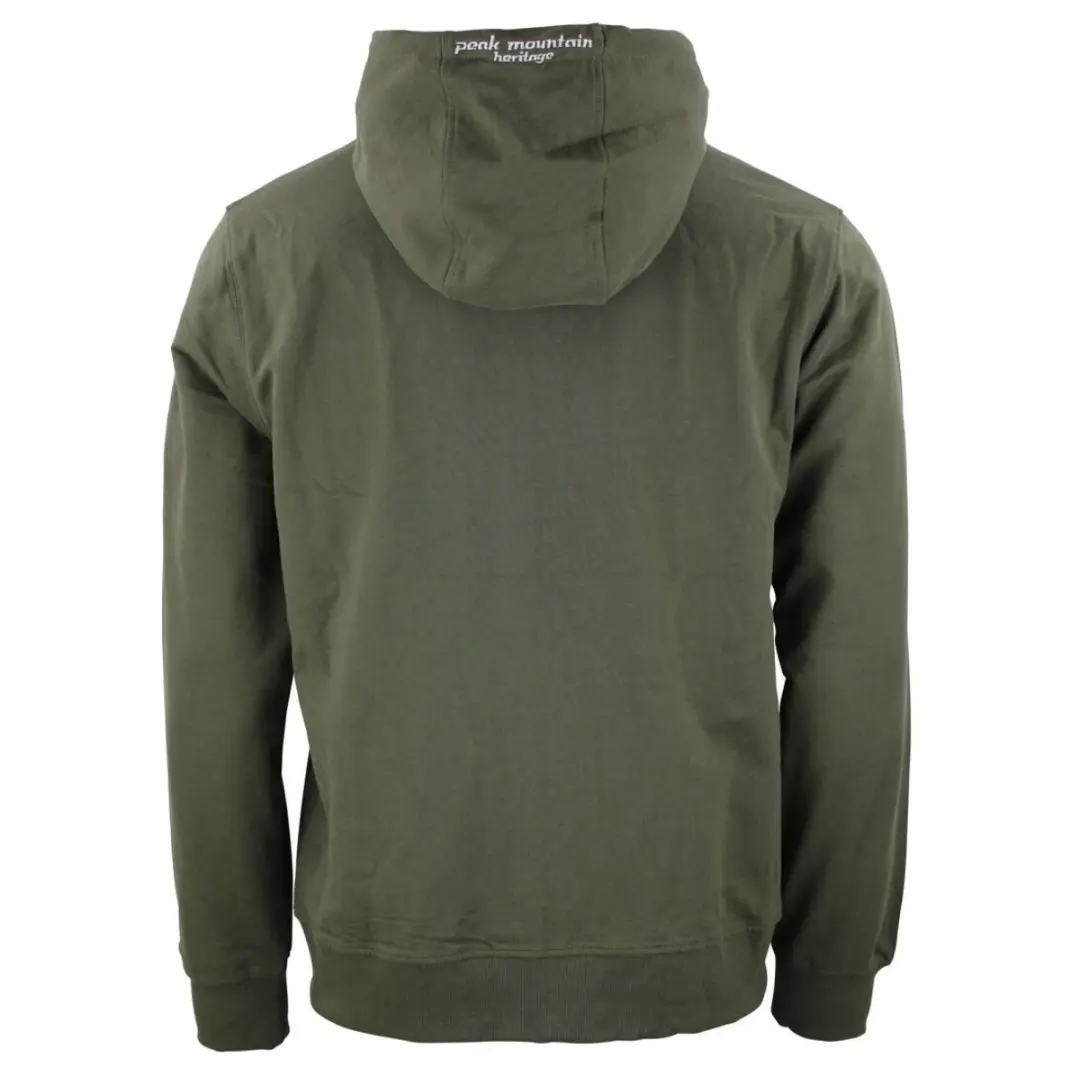 Peak Mountain Katoenen Sweatshirt met Rits French Terry - Kaki - afbeelding 3 van 6