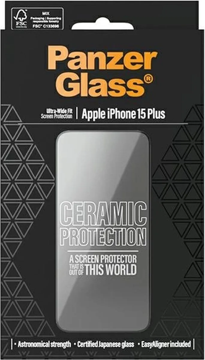 PanzerGlass iPhone 15 Plus Schermbeschermer Ceramic Ultra-Wide Fit - Transparant - afbeelding 6 van 6