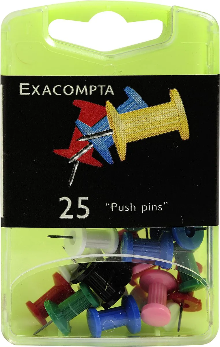 Exacompta Prikbordspelden Push Pins - 25 Stuks - Geassorteerd