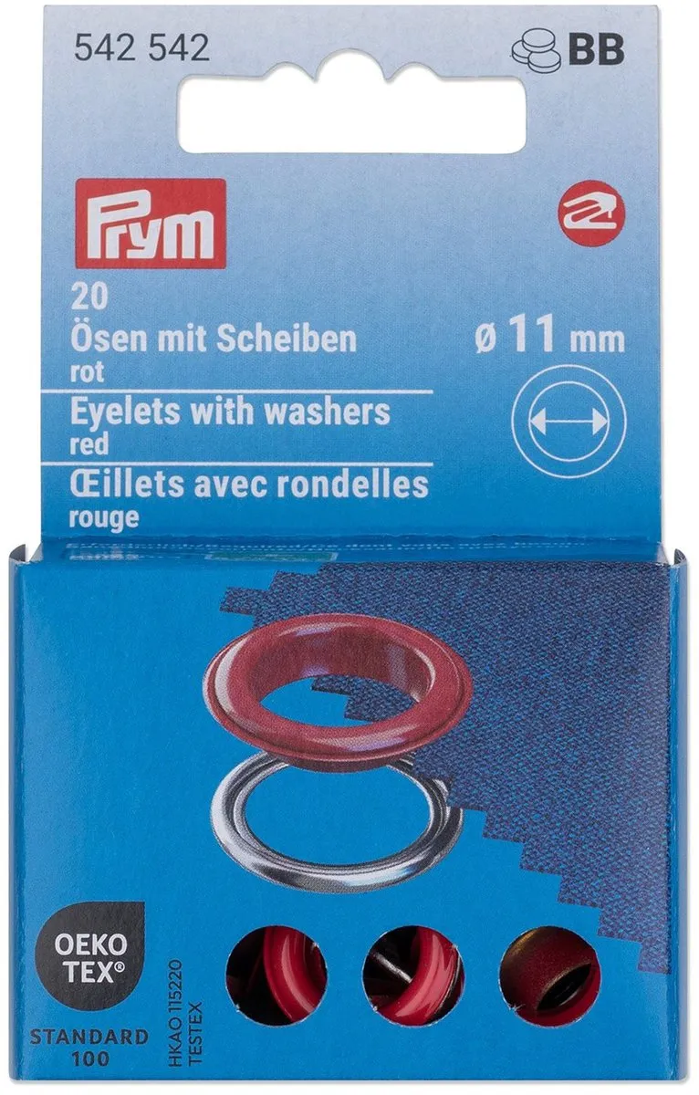 Prym Ringen met schijven 11mm - 20 Stuks - Rood