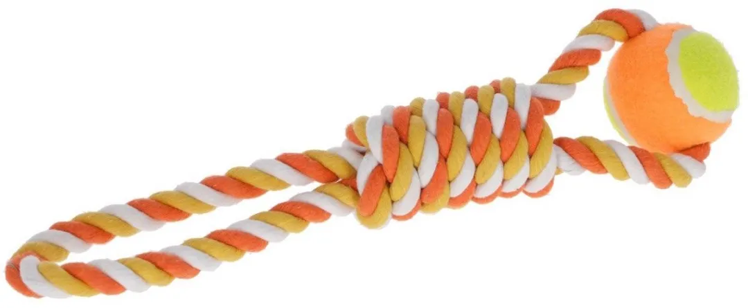 Kerbl - Bal aan touw 37 cm, oranje Katoen - Hondenspeelgoed