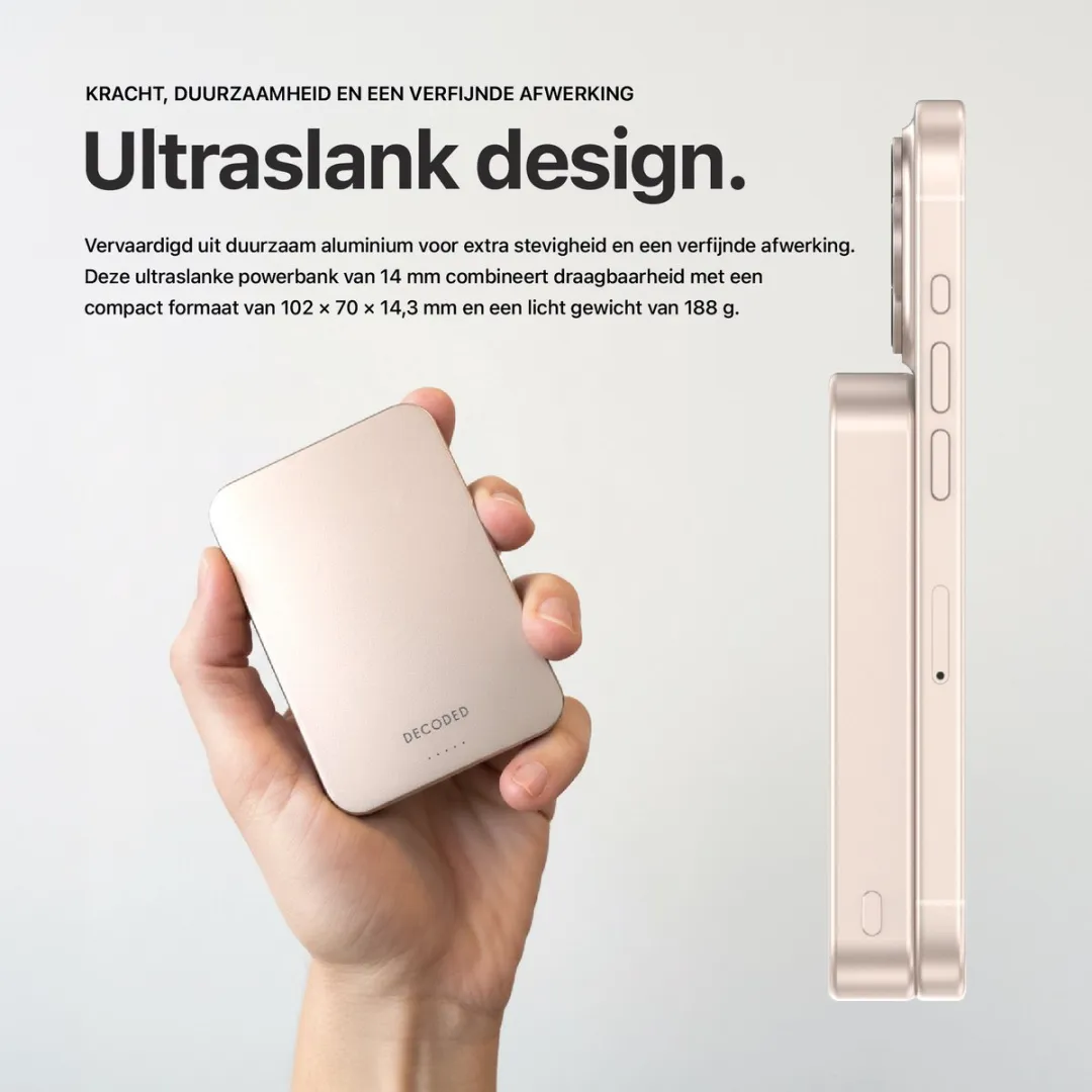 Decoded Slim Mag Powerbank 10.000mAh - Rosé Goud
