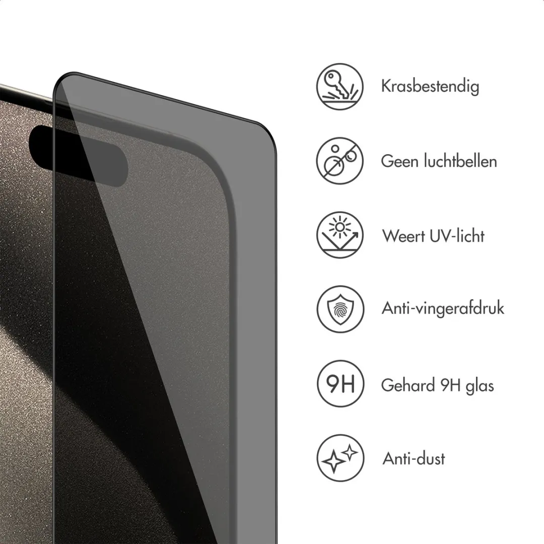 Accezz Screenprotector iPhone 15 Pro - Gehard Glas Privacy - SH00089409