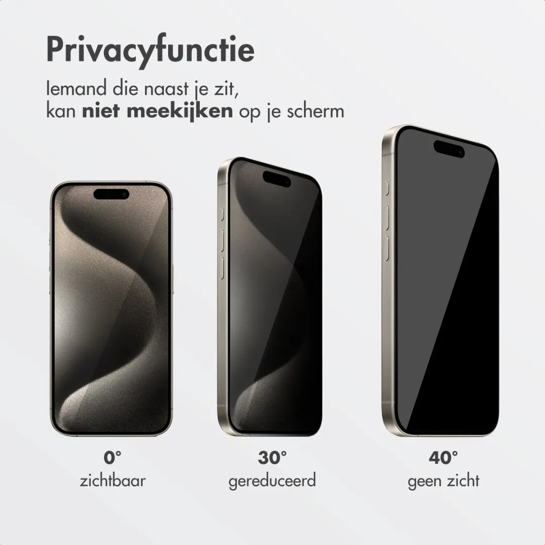 Accezz Screenprotector iPhone 15 Pro - Gehard Glas Privacy - SH00089409