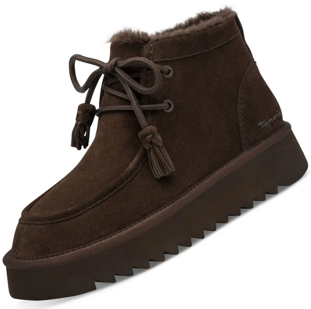 Tamaris damesleren enkellaarsjes, gevoerd, bruin 1-26255-47/304